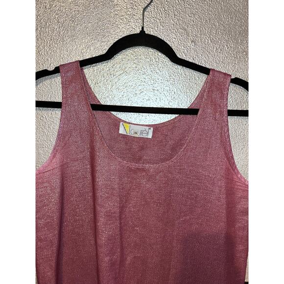 Vintage Laurel Pink Shimmer Tank Top Cotton Scoop Neck Size Small / 34 Retro - Picture 2 of 6